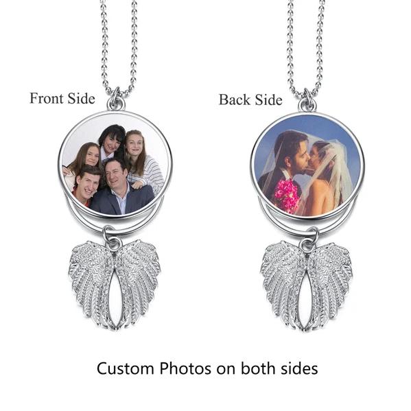 Sublimation Heat Transfer Personalized Angel Wings Pendant Car Interior Pendant, 2 Sided Photo Keychain, Memorial Keychain, Memory Gift