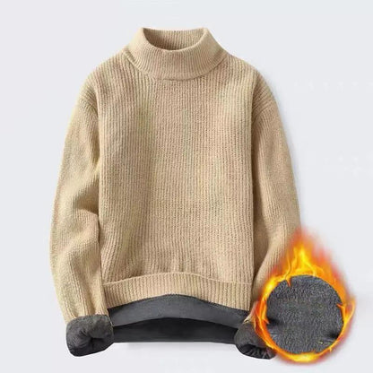 Autumn and Winter Men's Sweaters Round Neck Warm Knit Sweater Men's Half Turtleneck Sweater