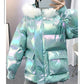 Women's Bright Face Hooded Down Jacket Mid-length Korean Loose Thick Coat Warm Cotton Coat Large Wool Collar Winter Quilted Coat