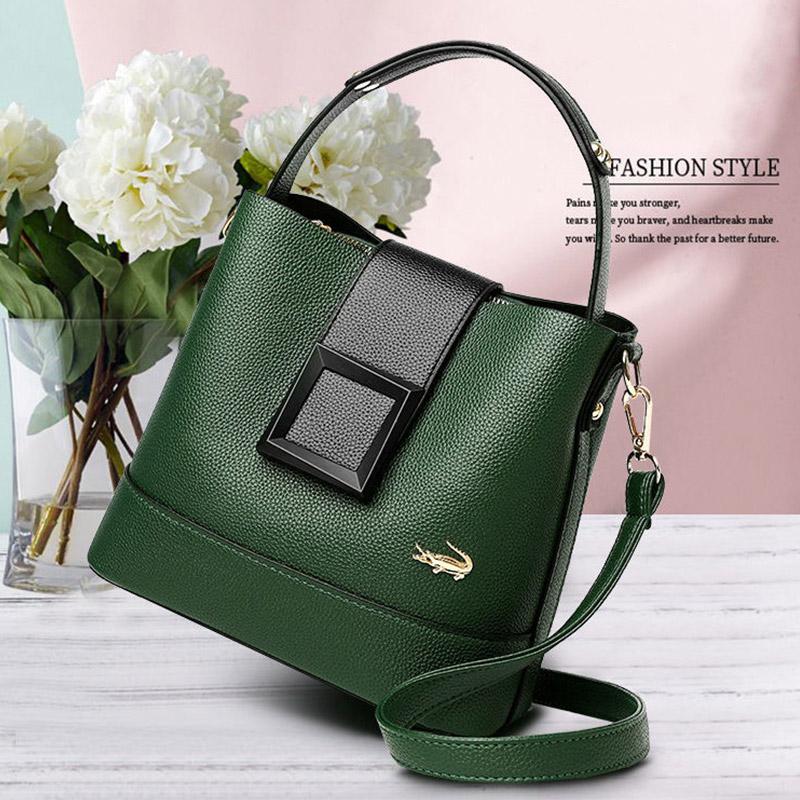 Crocodile Bucket Bag Female Trend Fashion Soft Leather Shoulder Messenger Bag Wild Large-capacity Handbag