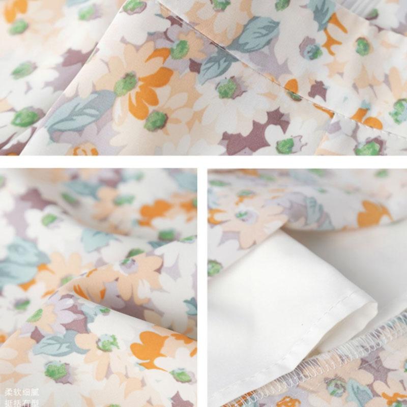 Floral Skirt Women's A-line Skirt High Waist Chiffon Print Midi Skirt Small Daisy Flower Skirt