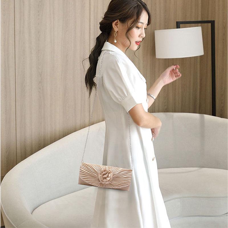 Ladies Elegance Luxury Clutch Bag Shoulder Bag Pleated Satin Wedding Evening Banquet
