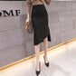 Irregular Bow Side Slit Skirt Irregular Mid-length High Waist In Spring and Summer Hip Skirt Thin One Step Skirt Women Club Casual Home Office