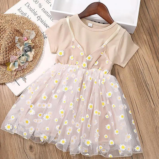 Girls' Summer Dresses Little Girls' Dress Children's Babies Little Daisies Mesh Princess Dresses