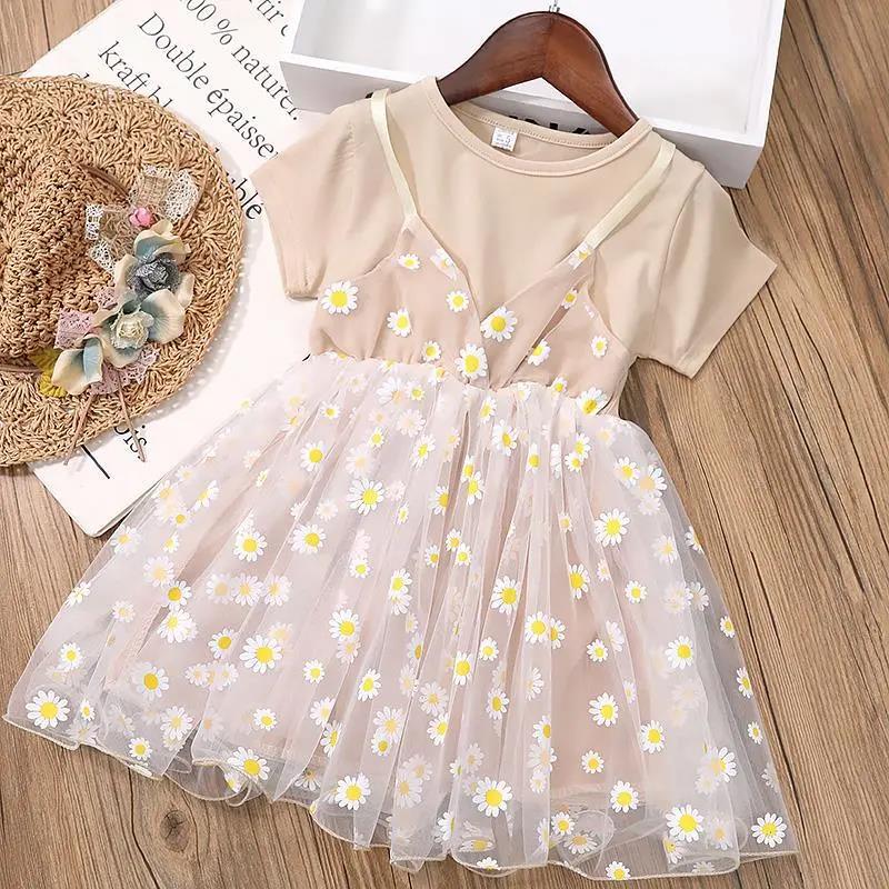 Girls' Summer Dresses Little Girls' Dress Children's Babies Little Daisies Mesh Princess Dresses