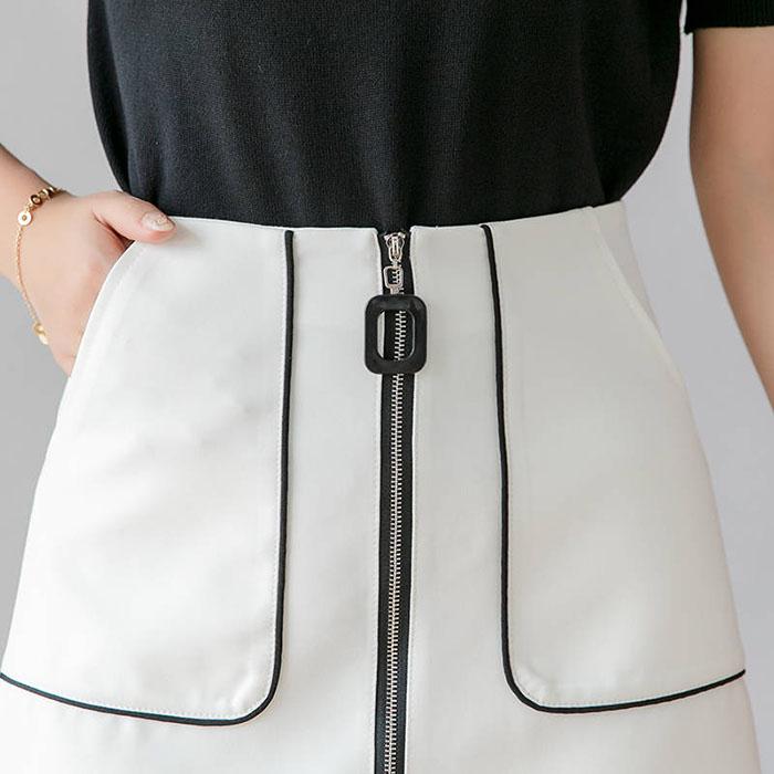 Pofulove Women High Waist Slim Chiffon Skirt with Pocket Anti-light Bag Hip Skirt Mini A-line Skirt