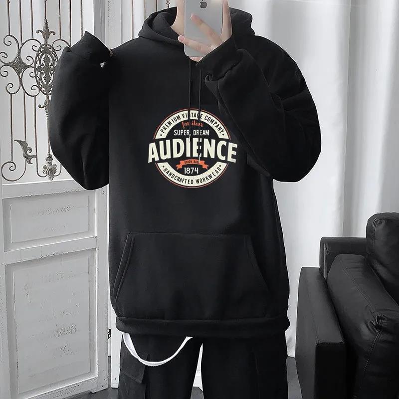 Winter Hooded Pullover Sweater Male Youth Plus Velvet Thick Warm Comfortable Loose Top