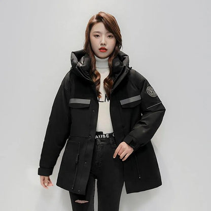 Down Jacket Women's Short Tooling White Duck Down Hooded Warm Pie To Overcome Winter Coat Mid-length Windproof Outdoor Sportswear