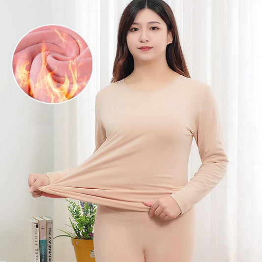Thermal Underwear Women's Thickening and Velvet Suit Tight-fitting Body and Fertilizer To Increase The Bottoming Cotton Sweater