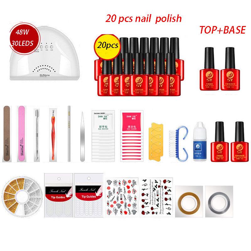 Gel Nail Polish Starter Kit 48 W UV Lamp Nail Dryer set Manicure Nail Tools Primer Nail Art Kit