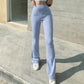 Cotton Tight-fitting Line Stripes Casual Pants Women's Flares Pant Basic Solid Color High Waist Slimming Leg Length Sports Trousers