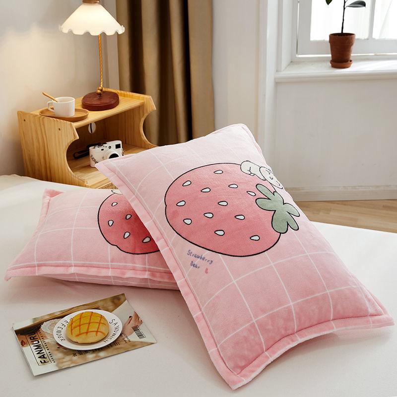 48X74cm Coral Velvet Pillowcase Plus Velvet Cute Pillowcase Flannel Cartoon Thick Bedding