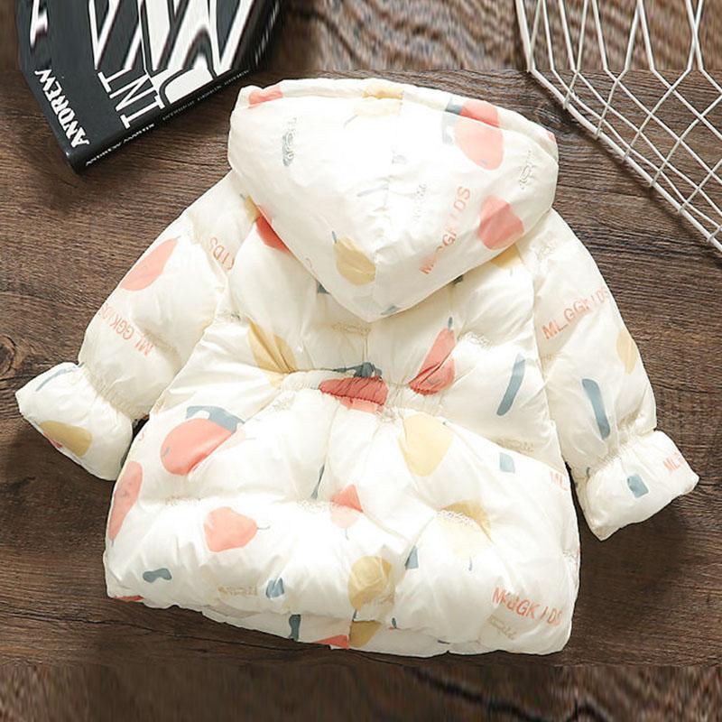 Plus Velvet Autumn and Winter Children's Padded Jacket Girls Hooded Padded Jacket 0-4 Years Old Warm Cotton Jacket Down Jacket