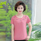 Embroidered Short-sleeved T-shirt Middle-aged and Elderly Women's Large Size Loose Bottoming Shirt Women's Short-sleeved Summer Top