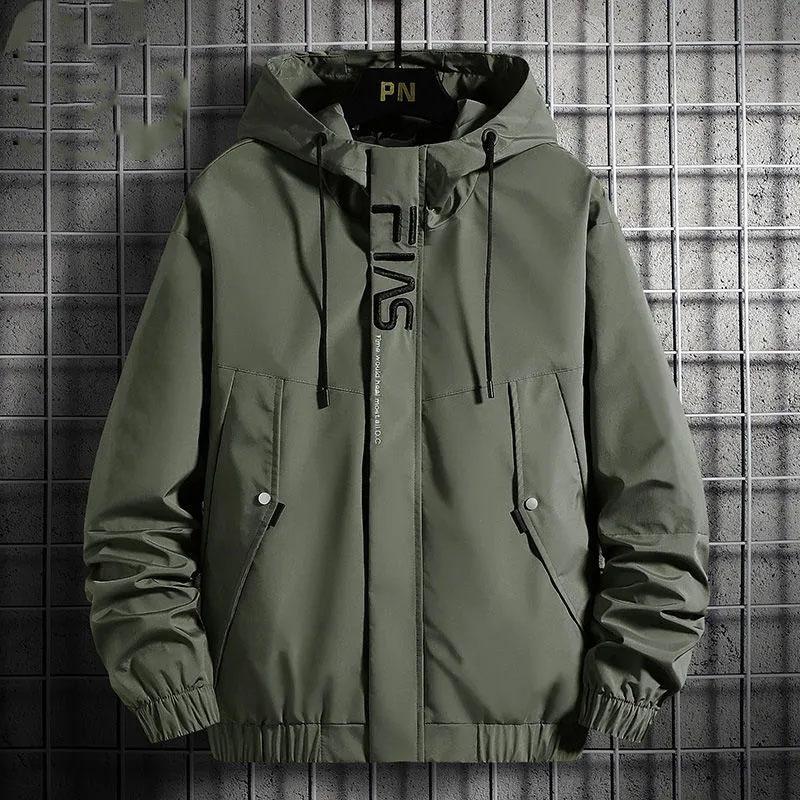 Spring and Autumn Men's Jacket Hooded Coat Colorblock Printing Top Trend Simple Bomber Jacket Zipper Sportwear