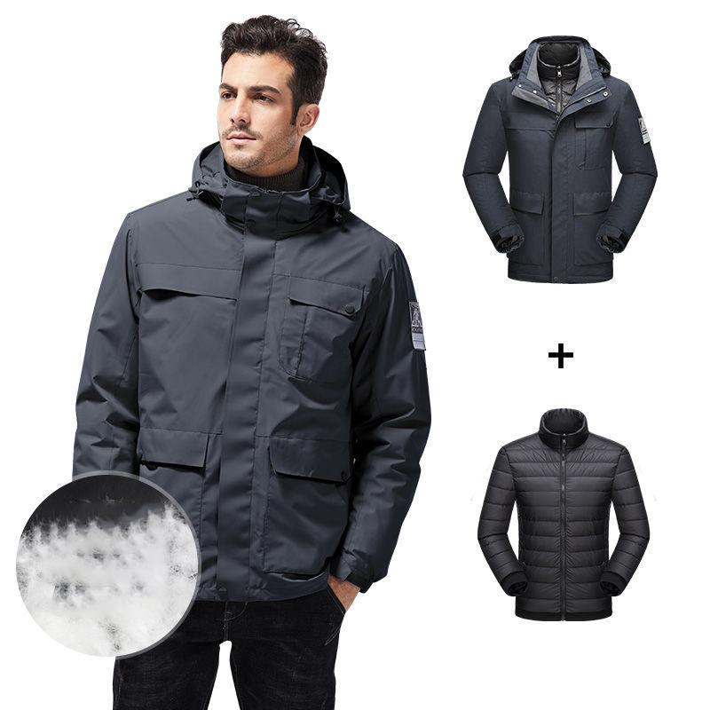 Men's and Women's Outdoor Jackets Winter Waterproof and Windproof White Duck Down Jacket Ski Mountaineering Two-piece Jacket