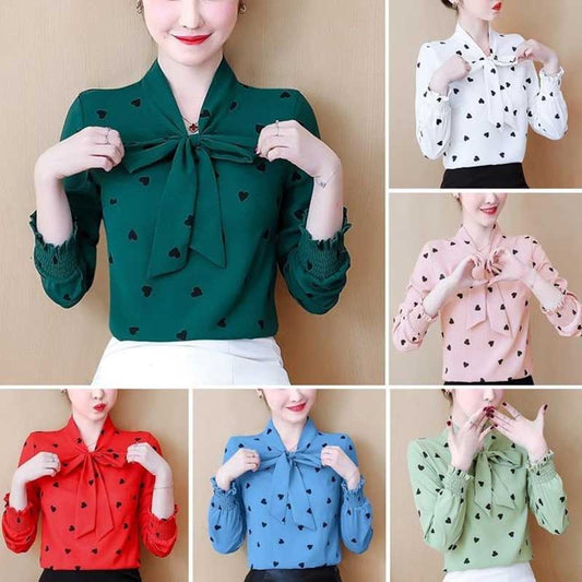 Chiffon Shirt Women's Spring Top Western Style Loose Large Size Long Sleeve Bottoming Shirt