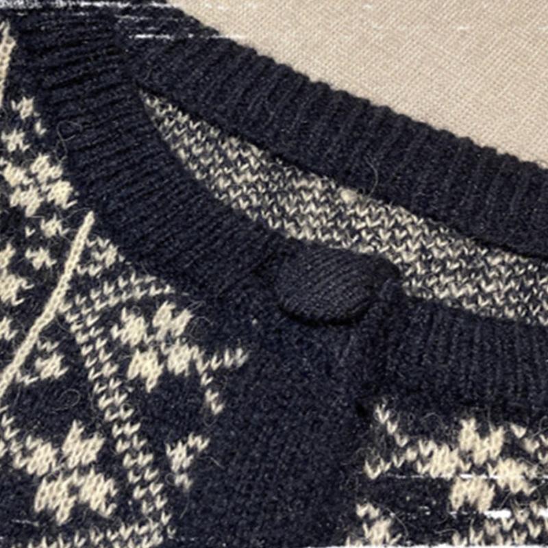 Retro Casual Round Neck Sweater Women's Cardigan Outer Wear Autumn  Winter Long-sleeved Loose Knit Top