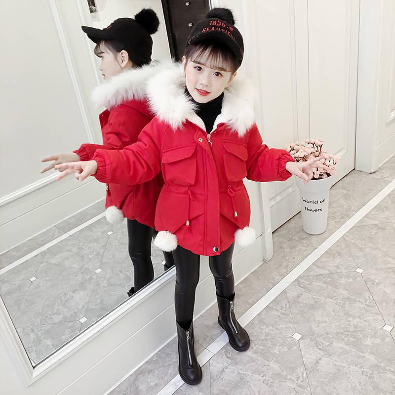 Girls Jacket Winter Cotton Jacket Hooded Coats for Girls Kids Outerwear Christmas Present