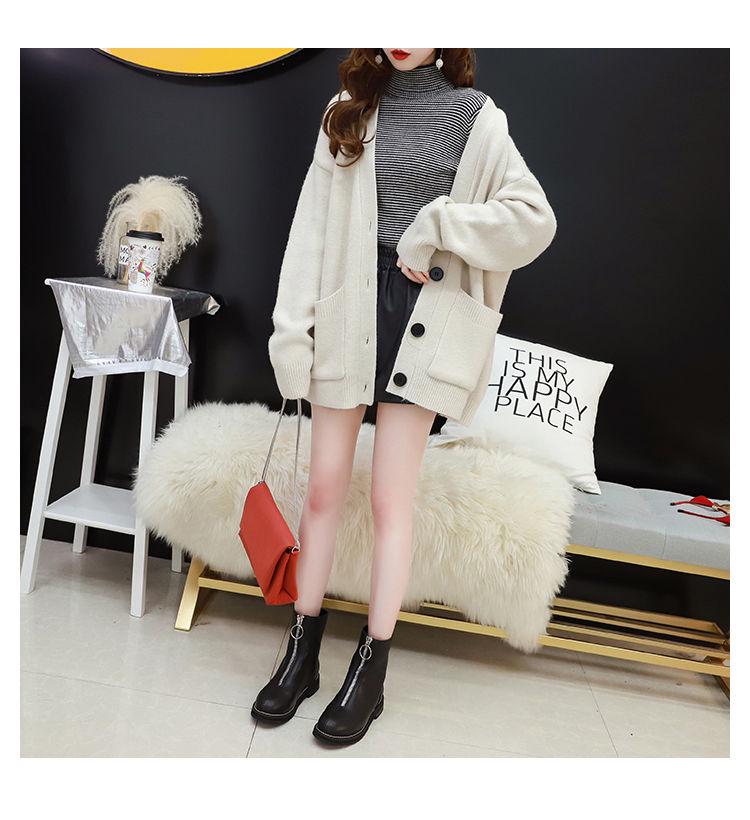 Autumn Sweater Cardigans Women V Neck Open Stitch Loose Sweater Jacket Cheap Clothes Lady Knit Coat