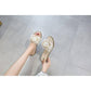 Textured fabric summer slippers women wear two wear soft ladies flat sandals and slippers at home