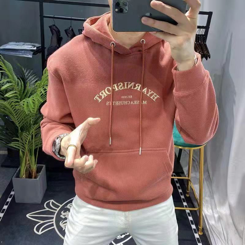 Spring and Autumn European Trend Hooded Sweater Men's Embroidery Letter Hooded Top