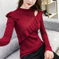 Women's Solid Color Lace Bottoming Shirt Fashion Off-the-shoulder Mesh Low Neck Bottoming Shirt Sexy Thin Knitwear
