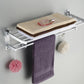 Double-layer Bathroom Towel Rack Wall-mounted Bar Rack Shelf with Hooks Bathroom Railings Do Not Need To Be Punched