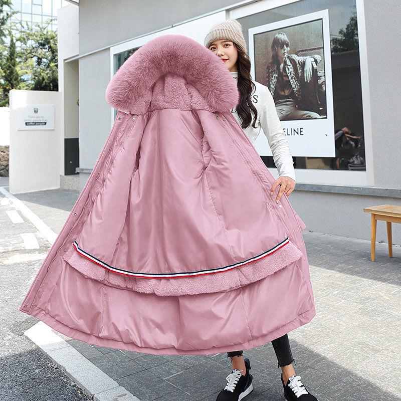 Detachable Pie Overcoming Women's Knees Plus Velvet Thin Cotton-padded Jacket Women's Loose Padded Padded Jacket
