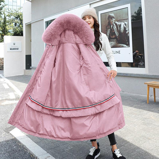 Detachable Pie Overcoming Women's Knees Plus Velvet Thin Cotton-padded Jacket Women's Loose Padded Padded Jacket