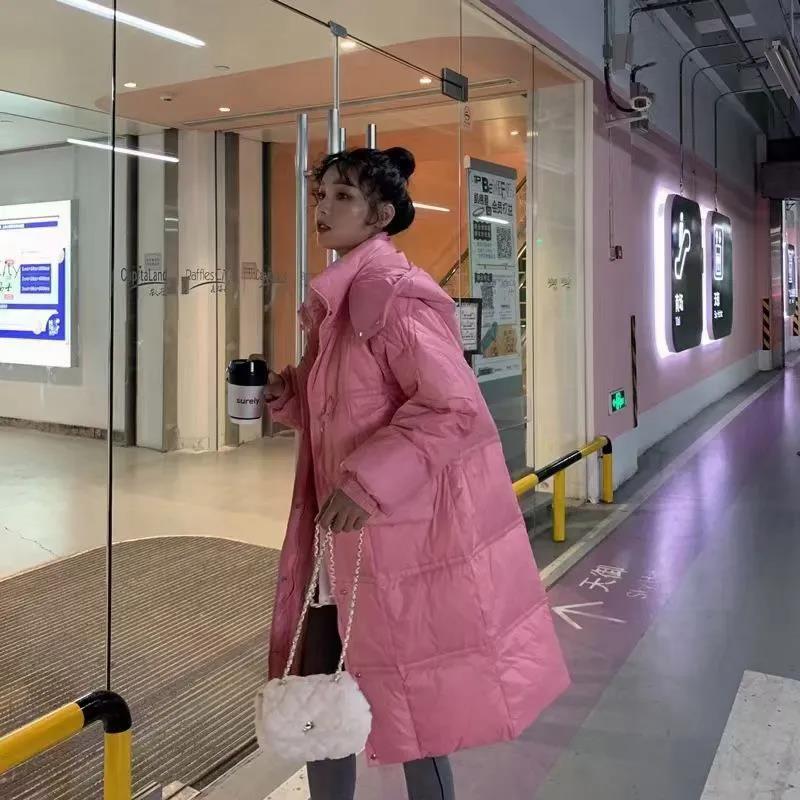 Women's Mid-length Down Jacket Korean Style Loose Thick Warm Duck Down Jacket