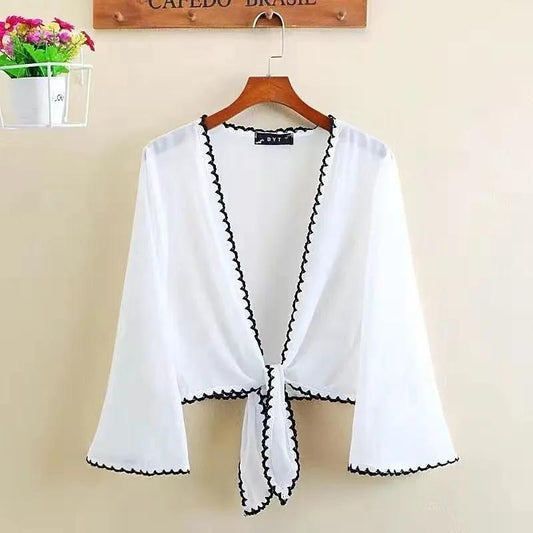 Shawl Cardigan Women's Summer Waistcoat All-match Sun Protection Clothing Thin Section Short Outer Chiffon Shirt