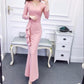 Ruffled Contrast Color Stitching Dress Europe States V-neck Split Ladies Temperament Dress