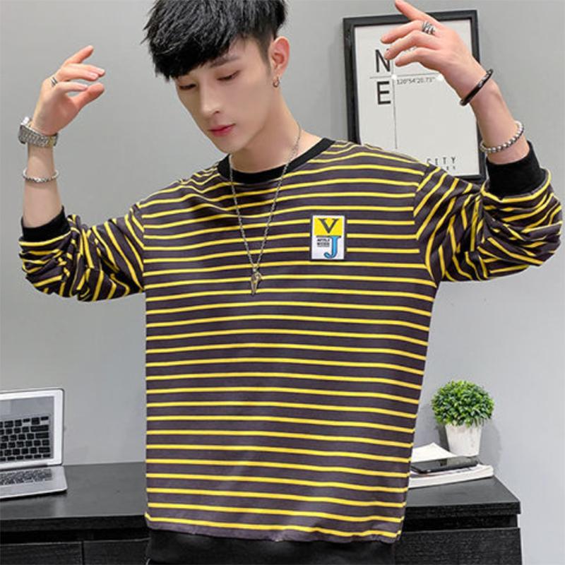 Men's Sweater Autumn Trend Tops Youth Striped Bottoming Long-sleeved Autumn Sweatshirts