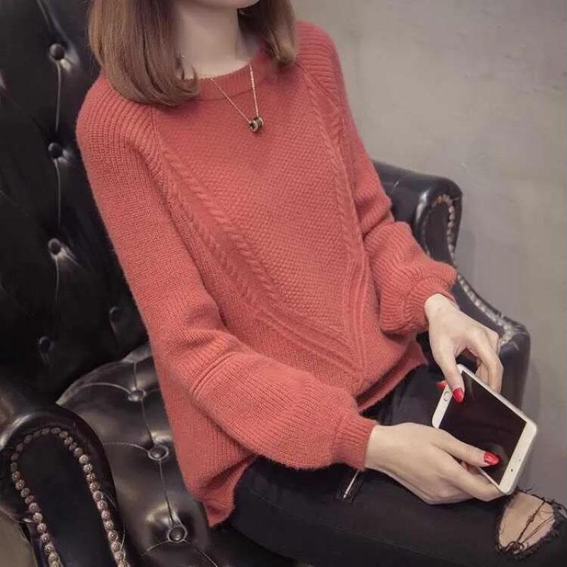 Autumn/winter Sweater Women's Pullover Short Loose and Thin Korean Fashion All-match Long-sleeved Knitted Bottoming Shirt