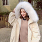 Tooling Padded Jacket Women Winter Korean Mid-length Large Fur Collar Loose BF Thick Plus Velvet Padded Jacket