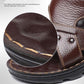Men Leather Sandals Summer Classic Peep Toe Slippers Soft Sandals Men Roman Comfortable Outdoor Walking Footwear