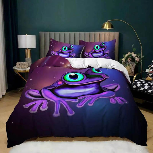 3D Digital Printing Pillow Socket Three-piece Bedding Set Funny Style Double Bed Home Bedding