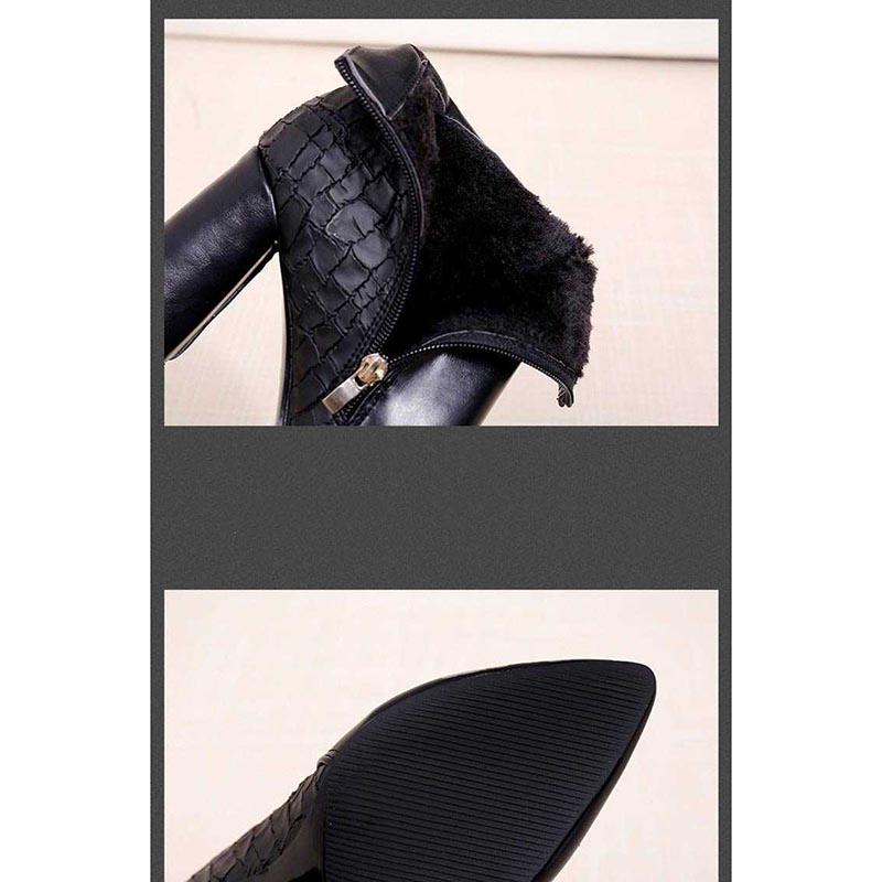 Autumn Winter  Women Ankle Martin Boots Women Pointed Toe Zip High Heels Snow Boots Woman Booties