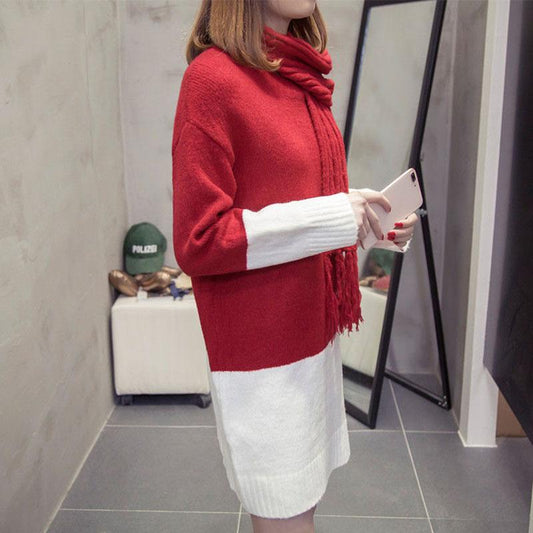 Mid-length Autumn and Winter Sweater Striped Pattern Casual Pullover Top Loose Casual Women's Jacket
