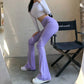 Foundation Solid Color Tight Pit Strip Casual Pants Female Micro-waist Obvious Thin Leg Long Sports Trousers