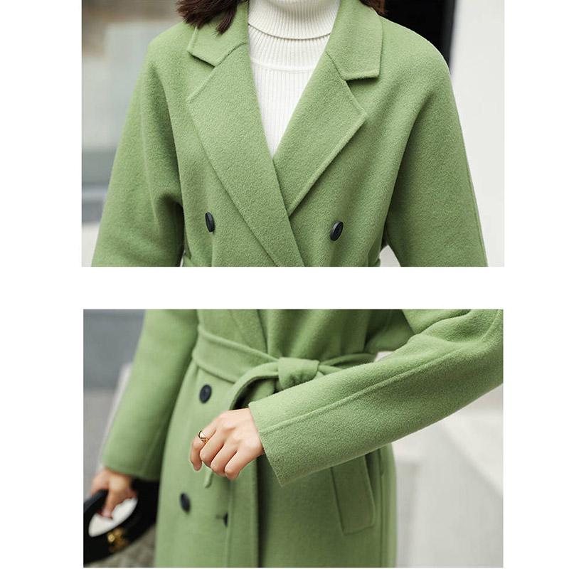 Wool Coat 2019 Fashion Avocado Green Jacket Long Trench Coat Plus Size Office Ladies overcoat