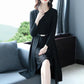 Summer Autumn Stylish Women Vintage Long Sleeve Loose Sundress 2021 Casual Maxi Dress Solid Party Two Piece