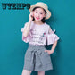 Short Pants 2pcs Kids Baby Girls Lace Shirt Tops Floral Skirt Outfits Clothes