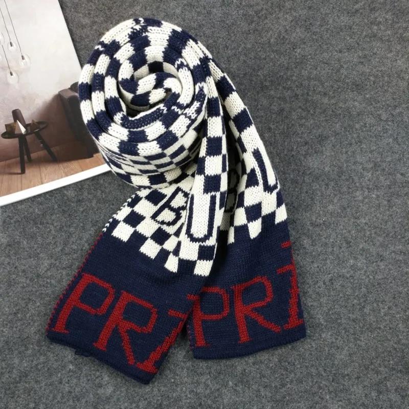 Men's Winter Scarf Snowflake Print Christmas Knitted Scarf Thicken Warm Double-sided Woolen Scarf