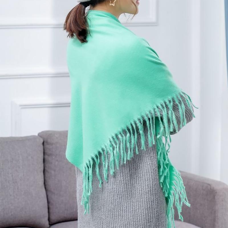 Autumn and Winter Korean Solid Color Triangle Scarf Air Conditioning Shawl Scarf Bib All-match Shawl Dual-use