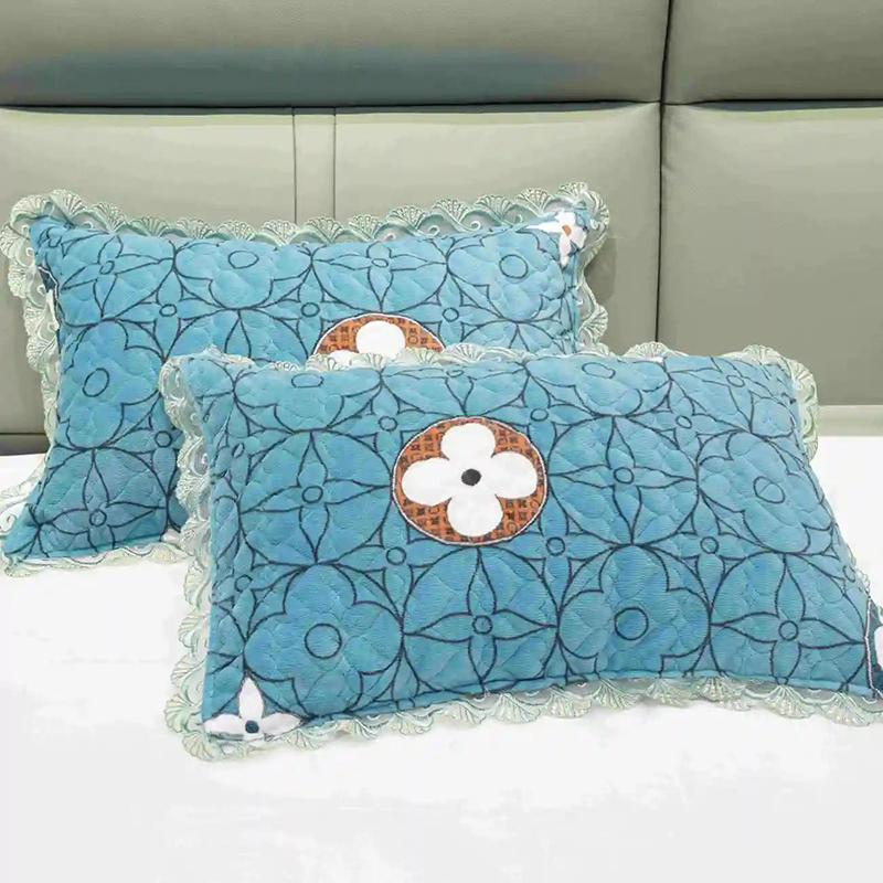 2PC Crystal Velvet Thermal Pillowcase Double Soft Skin-friendly Thermal Pillowcase