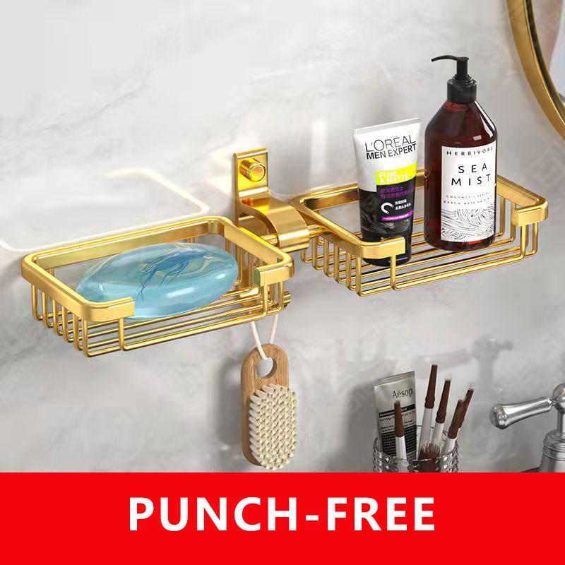 Soap Box Drain Shelf Bathroom Shelf Toilet Creative Free Punch Rack Household Wall-mounted Household Rack Organizer Strong Suction Soap Dish