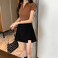 Large Irregular Summer High Waist Split Skirt Women's Pure Desire Style Solid Color Package Hip One-Step Skirt A-line Short Skirt