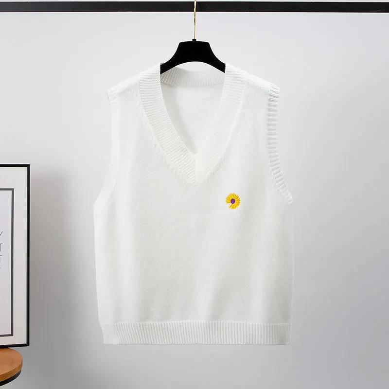 Thin Sweater Waistcoat Loose V-neck Short Sleeveless Waistcoat Sweater Outer Wear Knitted Vest Vest Women Pure Color All-match Women's Clothing